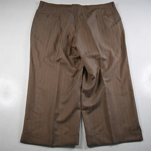 Pallini 52L 44x28 Brown Striped Boxy Baggy Mens Jacket Pants Suit